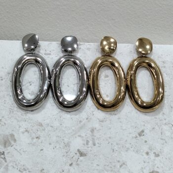 Oval Drop – Stainless Steel Minimal Earrings (gold or silver)