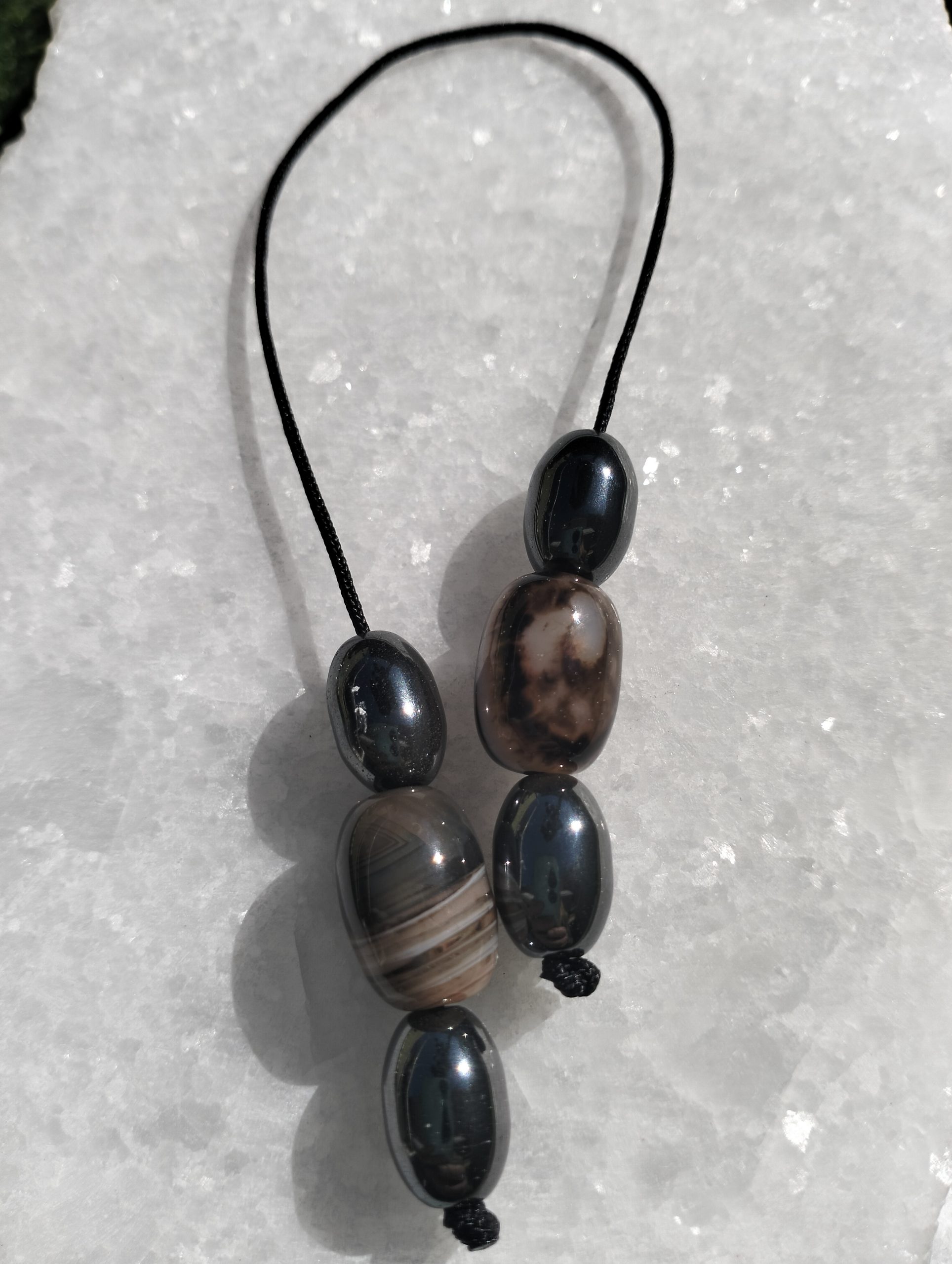 Earth Strata – Χειροποίητο μπεγλέρι με αχάτη & αιματίτη