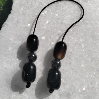 Midnight Ember – Χειροποίητο μπεγλέρι με αχάτη & αιματίτη