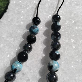 Ocean Depth – Χειροποίητο μπεγλέρι με αχάτη & αιματίτη