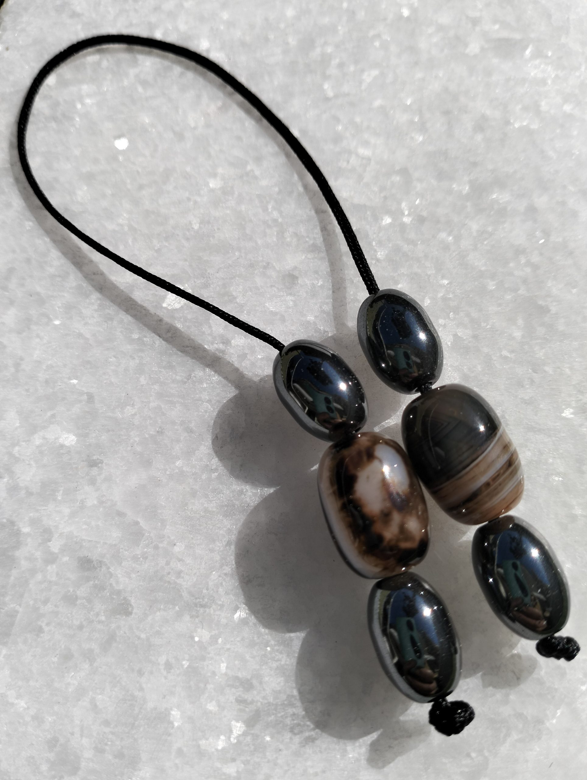 Earth Strata – Χειροποίητο μπεγλέρι με αχάτη & αιματίτη - Image 2