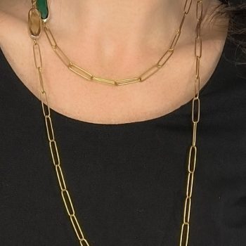 Emerald Chain – Χειροποίητο Ατσάλινο Κολιέ με Κρύσταλλο