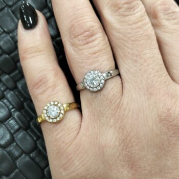 “Luna Halo” Adjustable Stainless Steel Ring in Gold or Silver with Zircon Stones