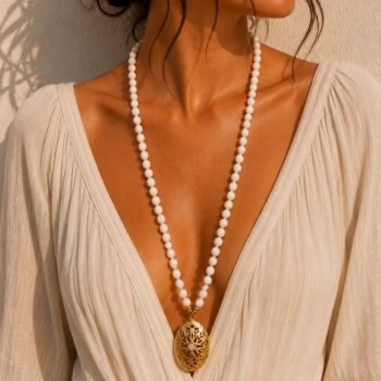 Secret Bloom – Κολιέ με Λευκό Αχάτη