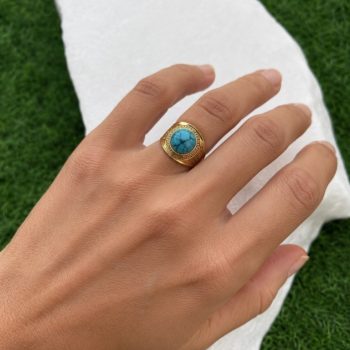 Aegean – Stainless Steel Ring with Turquoise Stone