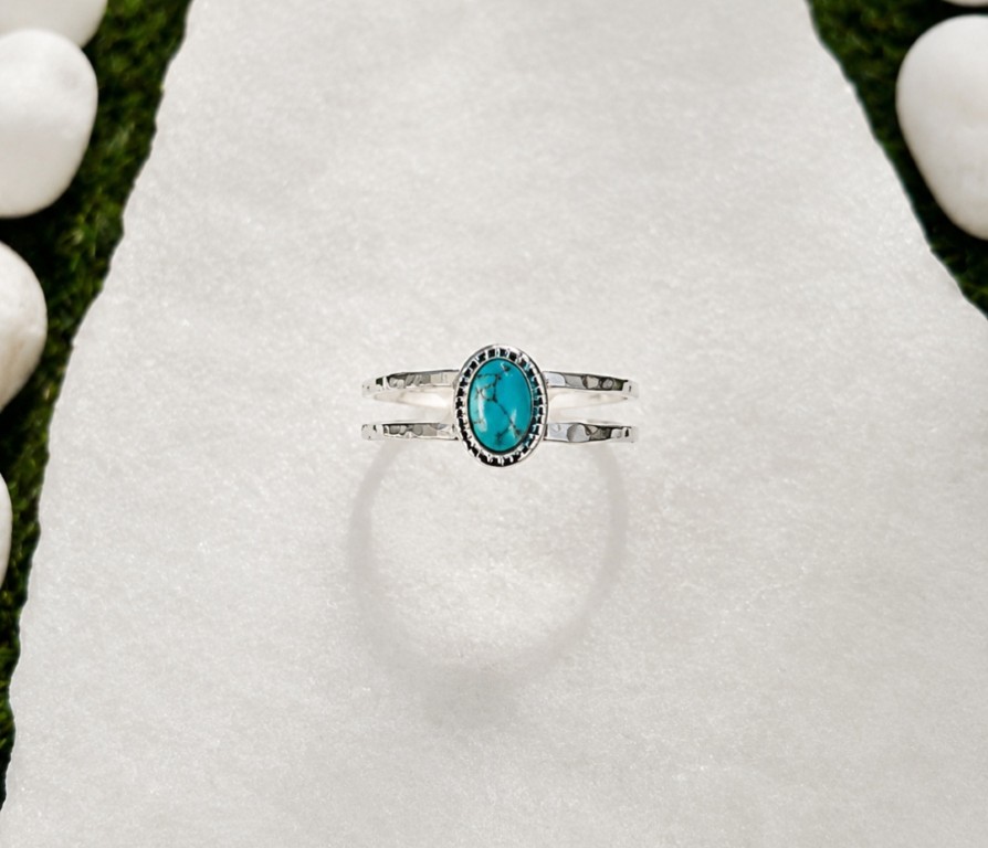 Stainless Steel Ring with Turquoise Stone - Image 2