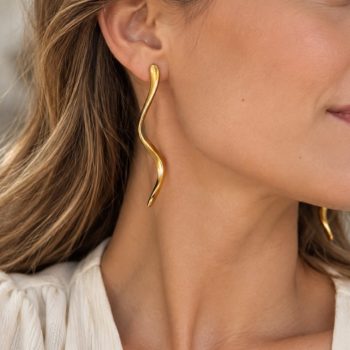 Gold Stainless Steel Wave Earrings