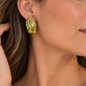 Gold Stainless Steel Abalone Shell Stud Earrings